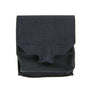 Black fabric pouch on a white backdrop