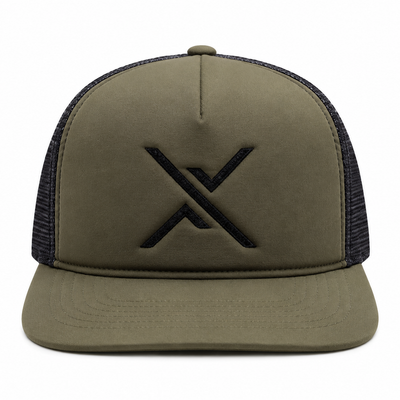 Front of green cap showcasing Exotac logo.