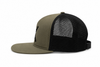 Side of green cap showing breathable mesh backing.