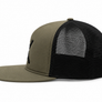 Side of green cap showing breathable mesh backing.
